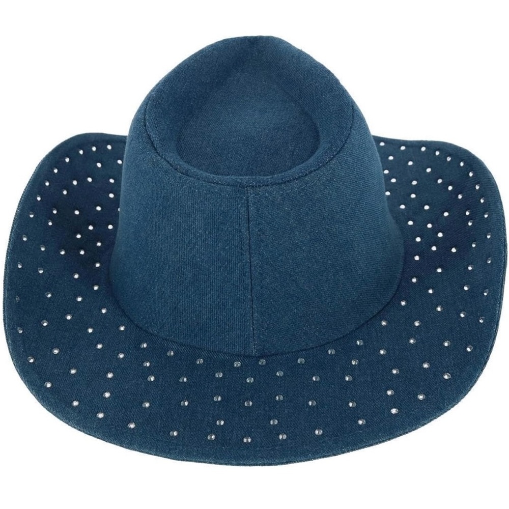 NWT/David & Young Women's Rhinestone Embellished Denim Cowboy Hat - Picture 3 of 9